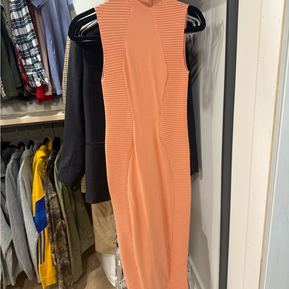 JLUXLABEL Peach Ribbed Midi Dress